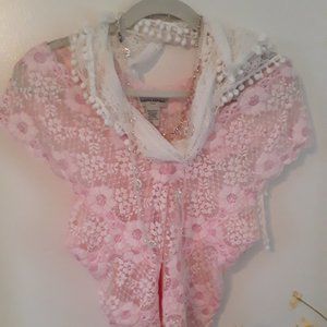 Banana Republic Pink/White Lace Blouse Sz. L
